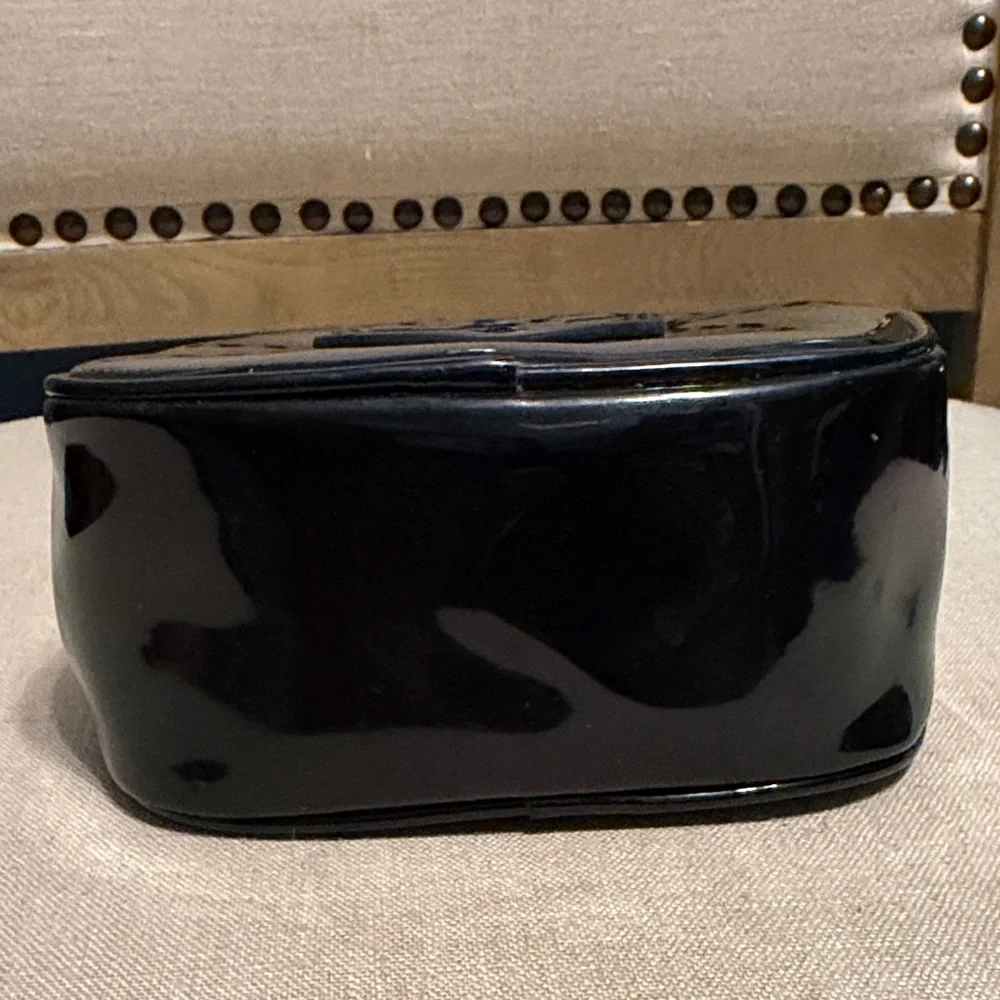Tory Burch Small Black Patent Leather Cosmetic Bag